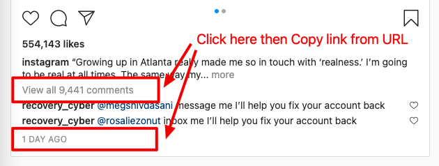 instagram find a link on post